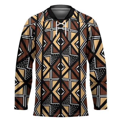 Mali Mud Cloth Legacy Pattern Hockey Jersey Ethnic Geometry Style