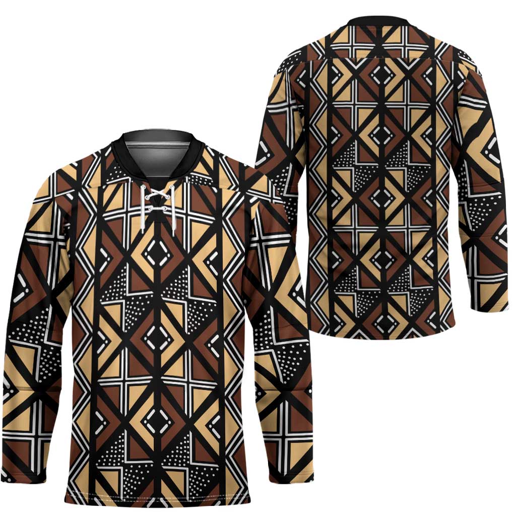 Mali Mud Cloth Legacy Pattern Hockey Jersey Ethnic Geometry Style