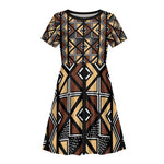 Mali Mud Cloth Legacy Kid Short Sleeve Dress African Tribal Pattern - African Pride