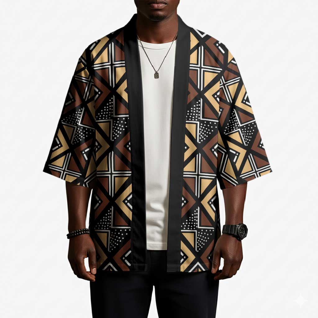 Mali Mud Cloth Legacy Pattern Kimono Ethnic Geometry Style