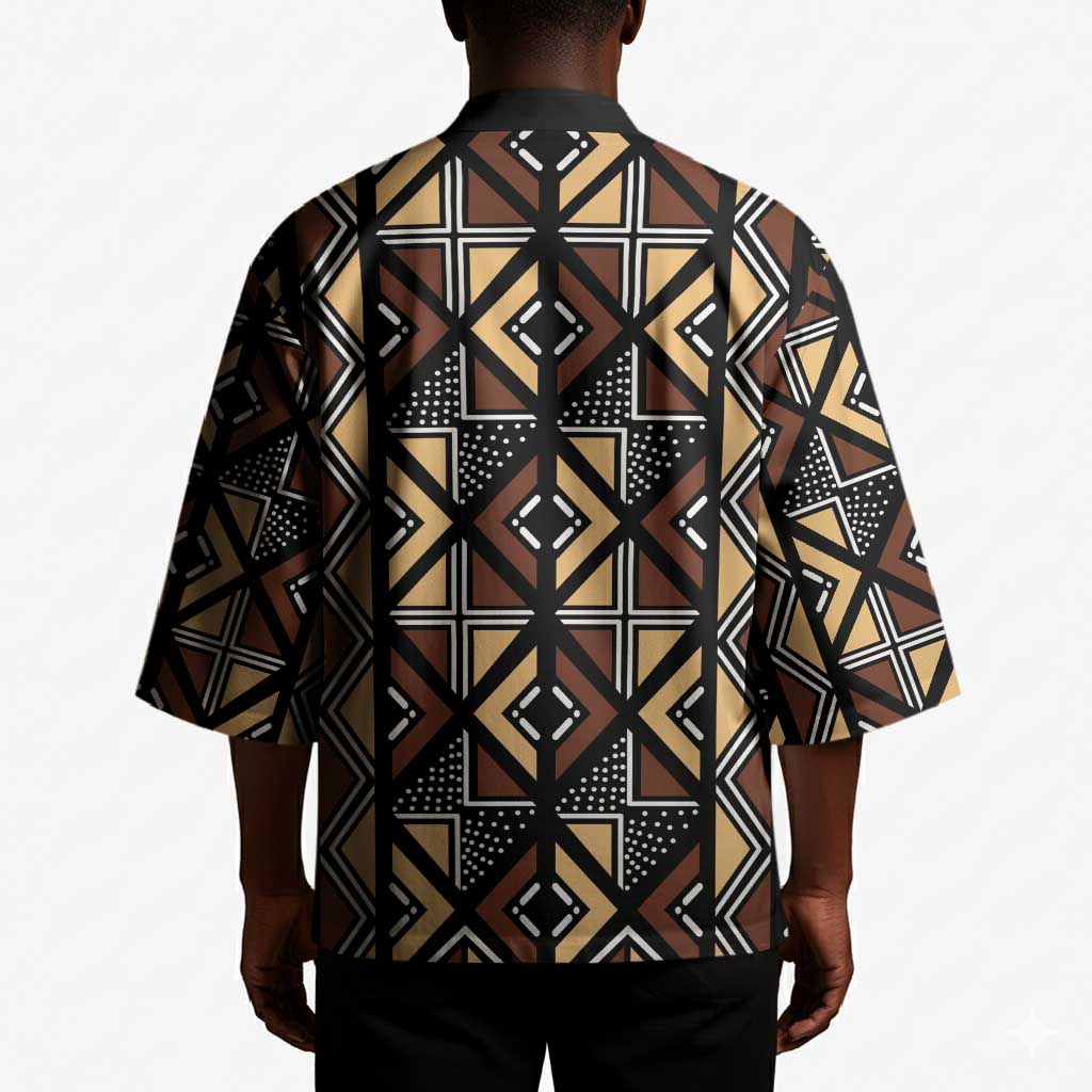 Mali Mud Cloth Legacy Pattern Kimono Ethnic Geometry Style