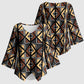 Mali Mud Cloth Legacy Pattern Kimono Sleeve Blouse Ethnic Geometry Style