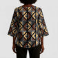 Mali Mud Cloth Legacy Pattern Kimono Sleeve Blouse Ethnic Geometry Style