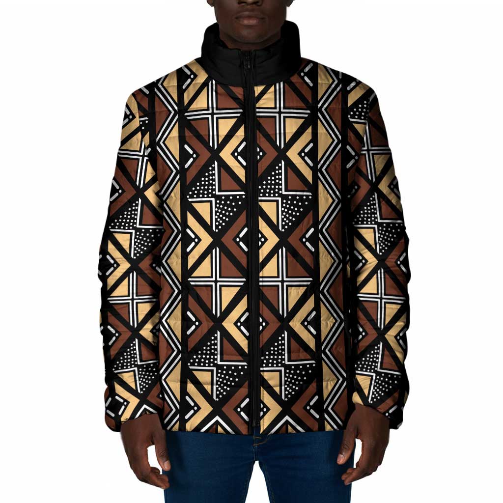Mali Mud Cloth Legacy Pattern Padded Jacket Ethnic Geometry Style