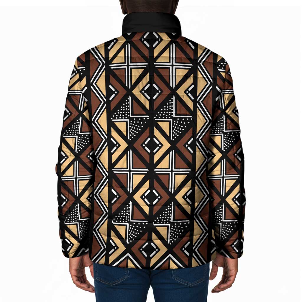 Mali Mud Cloth Legacy Pattern Padded Jacket Ethnic Geometry Style