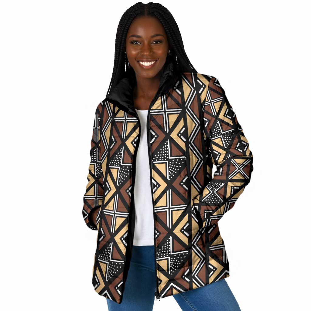 Mali Mud Cloth Legacy Pattern Padded Jacket Ethnic Geometry Style
