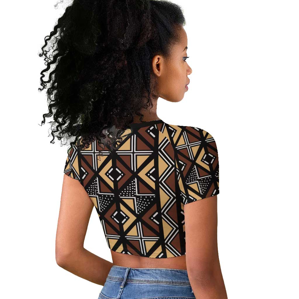 Mali Mud Cloth Legacy Raglan Cropped T shirt African Tribal Pattern - African Pride