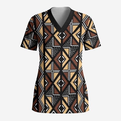 Mali Mud Cloth Legacy Scrub Top African Tribal Pattern - African Pride