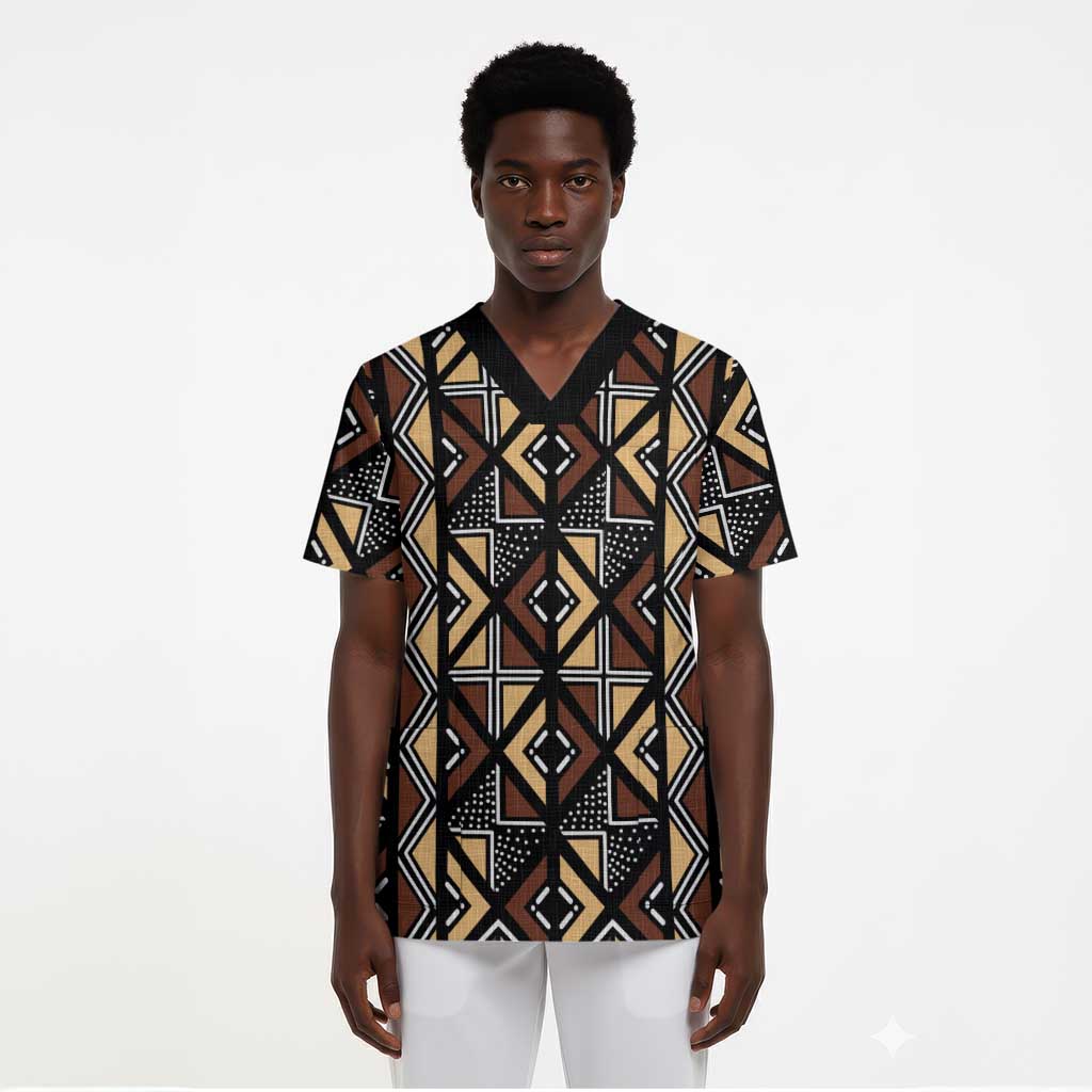 Mali Mud Cloth Legacy Scrub Top African Tribal Pattern - African Pride