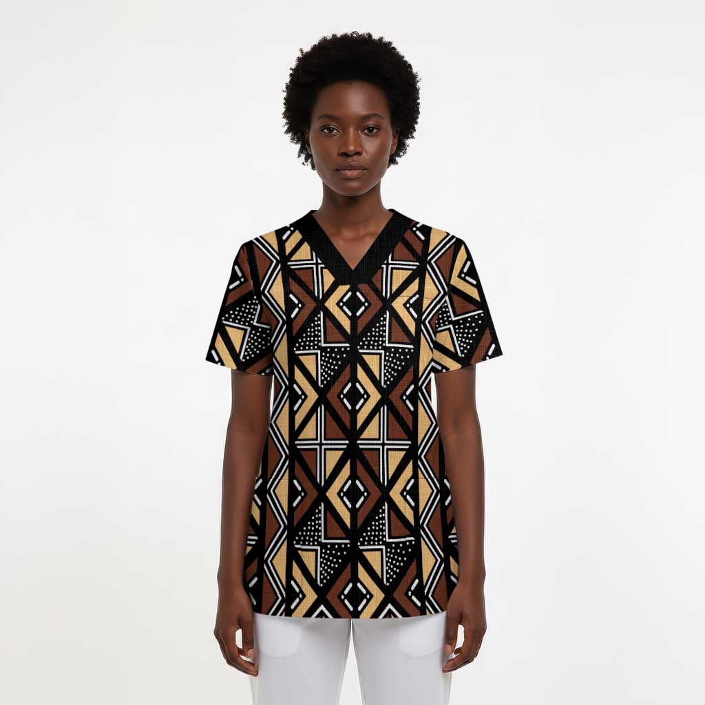 Mali Mud Cloth Legacy Scrub Top African Tribal Pattern - African Pride