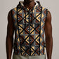 Mali Mud Cloth Legacy Sleeveless Zip Hoodie African Tribal Pattern - African Pride