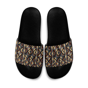 Mali Mud Cloth Legacy Pattern Slide Sandals Ethnic Geometry Style