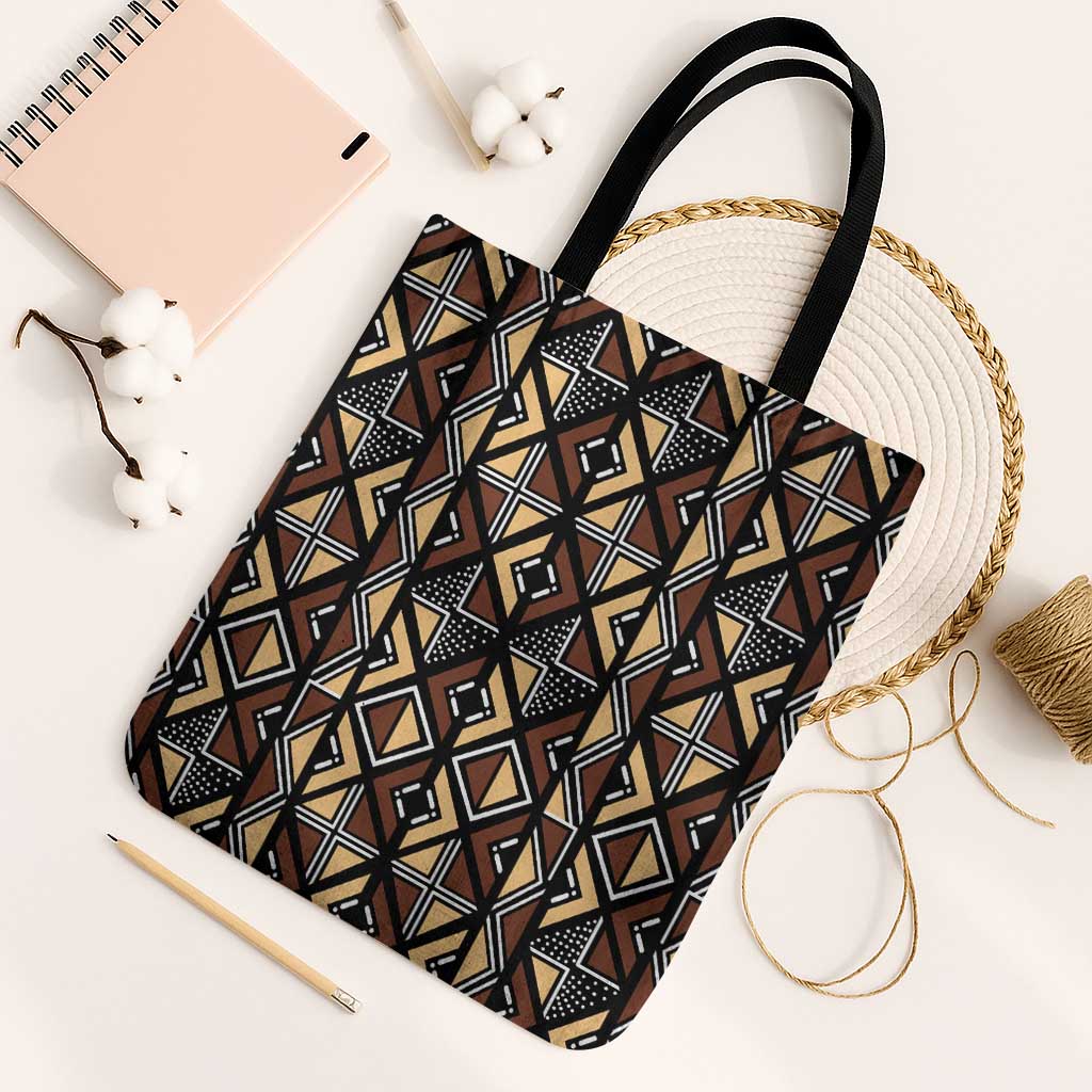 Mali Mud Cloth Legacy Pattern Tote Bag Ethnic Geometry Style