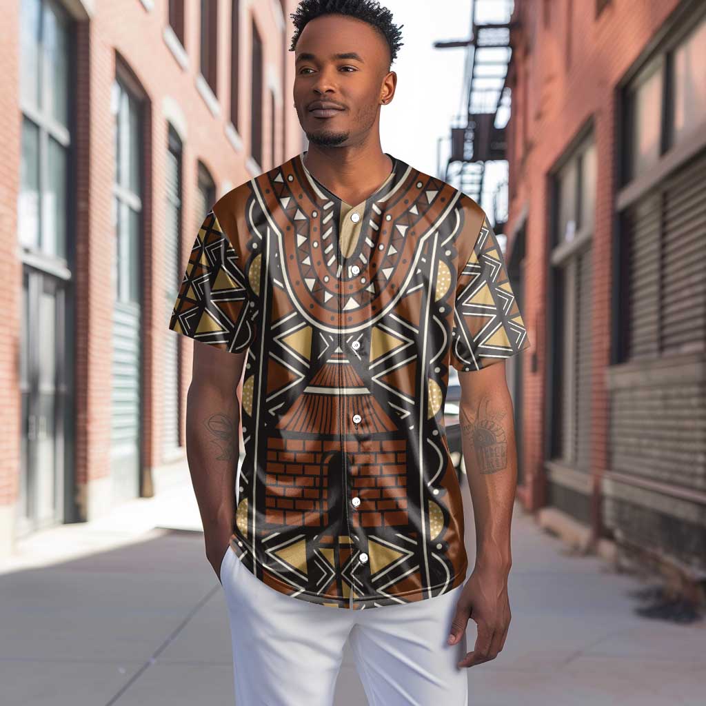 Mali Mud Cloth Village Legacy Baseball Jersey African Tribal Pattern - African Pride