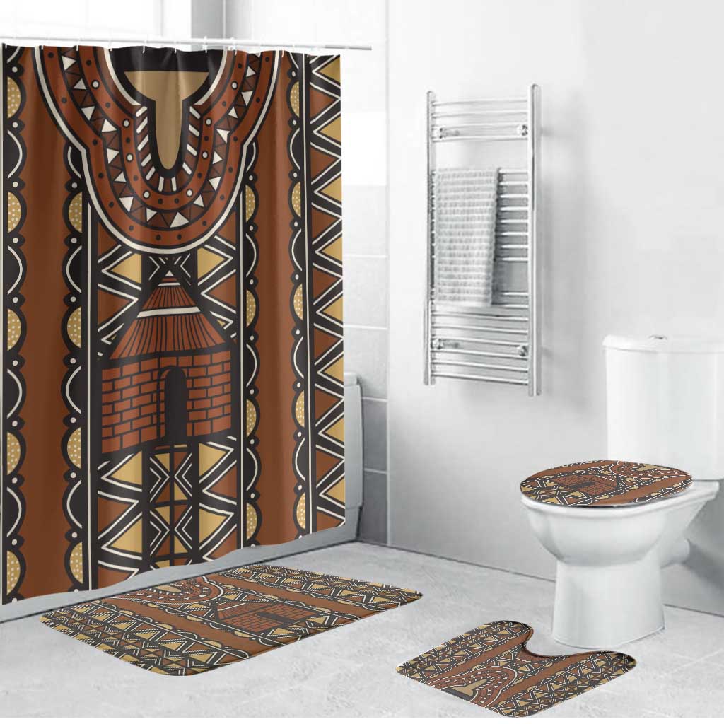Mali Mud Cloth African Village Bathroom Set Ethnic Geometry Style