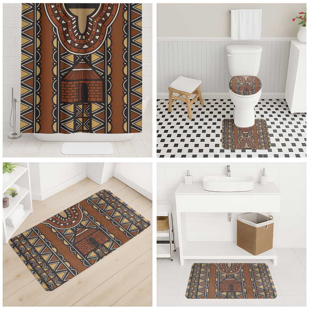 Mali Mud Cloth African Village Bathroom Set Ethnic Geometry Style