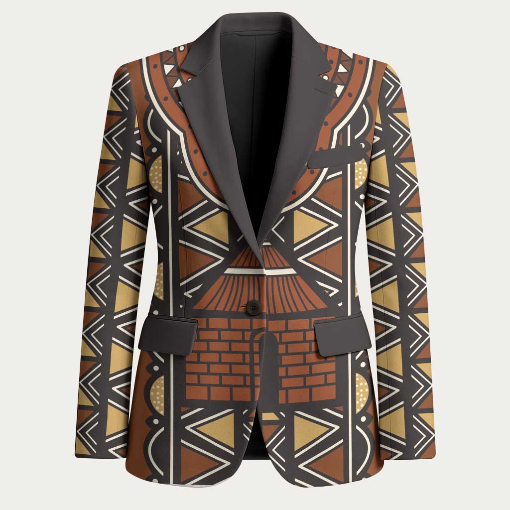 Mali Mud Cloth African Village Blazer Ethnic Geometry Style