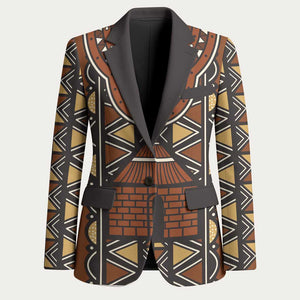 Mali Mud Cloth African Village Blazer Ethnic Geometry Style