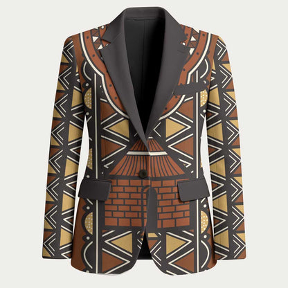 Mali Mud Cloth African Village Blazer Ethnic Geometry Style