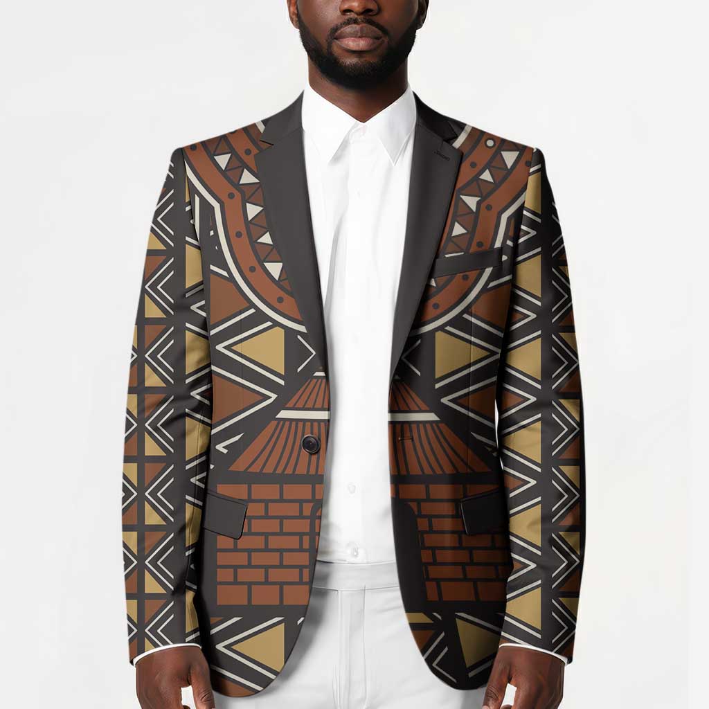 Mali Mud Cloth African Village Blazer Ethnic Geometry Style