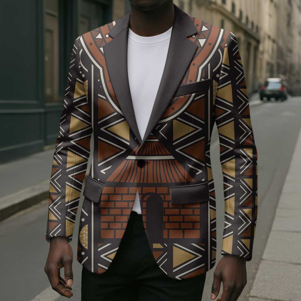 Mali Mud Cloth African Village Blazer Ethnic Geometry Style
