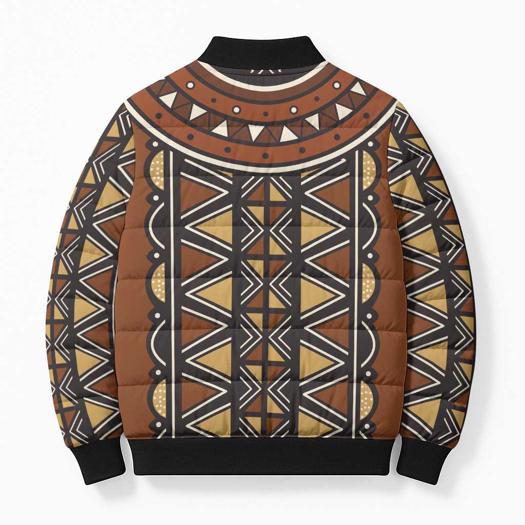 Mali Mud Cloth African Village Bomber Puffer Jacket Ethnic Geometry Style
