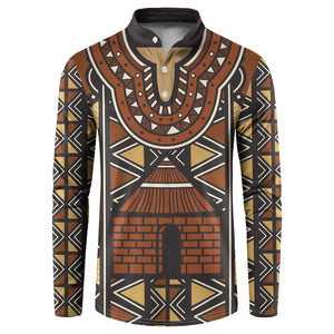 Mali Mud Cloth African Village Button Sweatshirt Ethnic Geometry Style