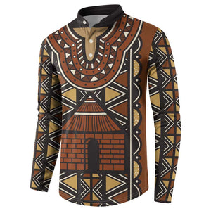 Mali Mud Cloth African Village Button Sweatshirt Ethnic Geometry Style