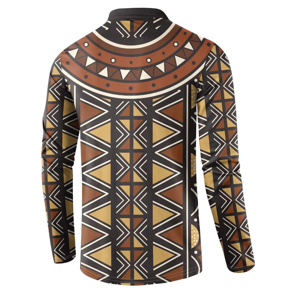 Mali Mud Cloth African Village Button Sweatshirt Ethnic Geometry Style