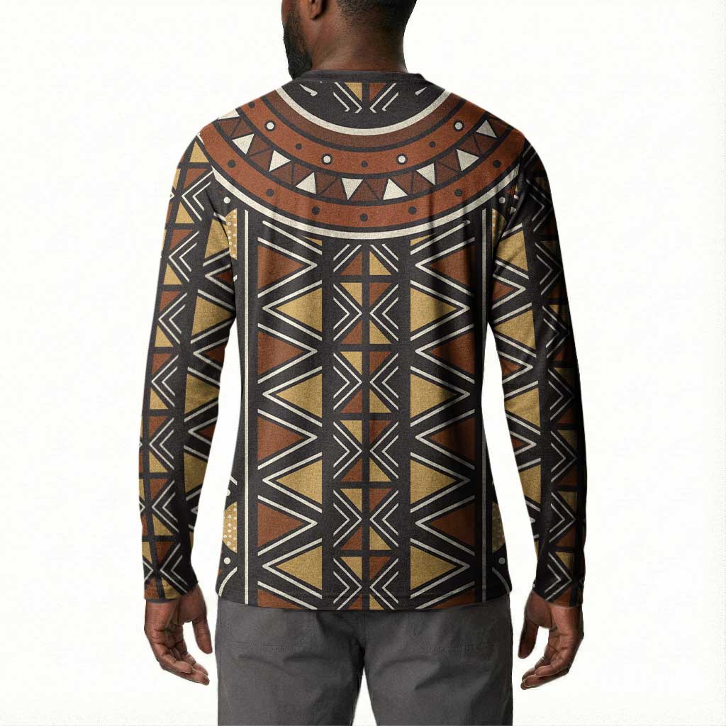 Mali Mud Cloth African Village Button Sweatshirt Ethnic Geometry Style