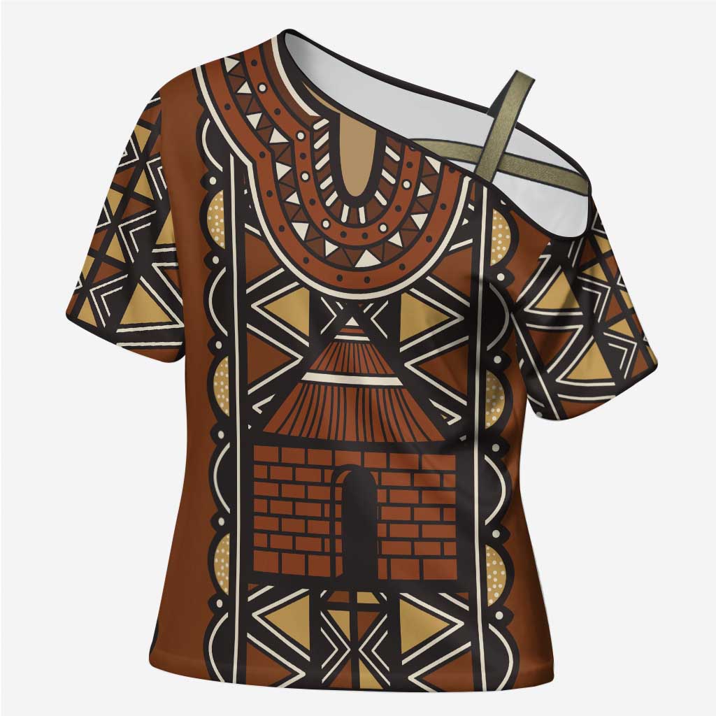 Mali Mud Cloth African Village Cross Shoulder Shirt Ethnic Geometry Style