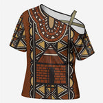 Mali Mud Cloth African Village Cross Shoulder Shirt Ethnic Geometry Style