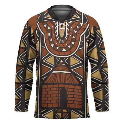 Mali Mud Cloth African Village Hockey Jersey Ethnic Geometry Style
