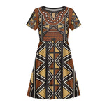 Mali Mud Cloth Village Legacy Kid Short Sleeve Dress African Tribal Pattern - African Pride