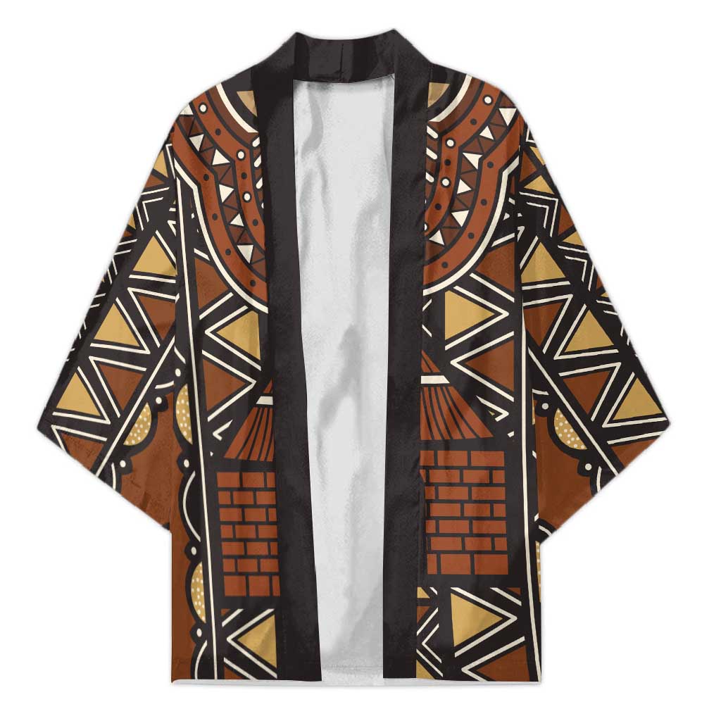Mali Mud Cloth African Village Kimono Ethnic Geometry Style