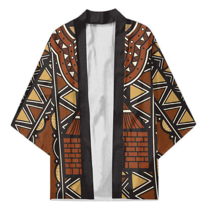 Mali Mud Cloth African Village Kimono Ethnic Geometry Style