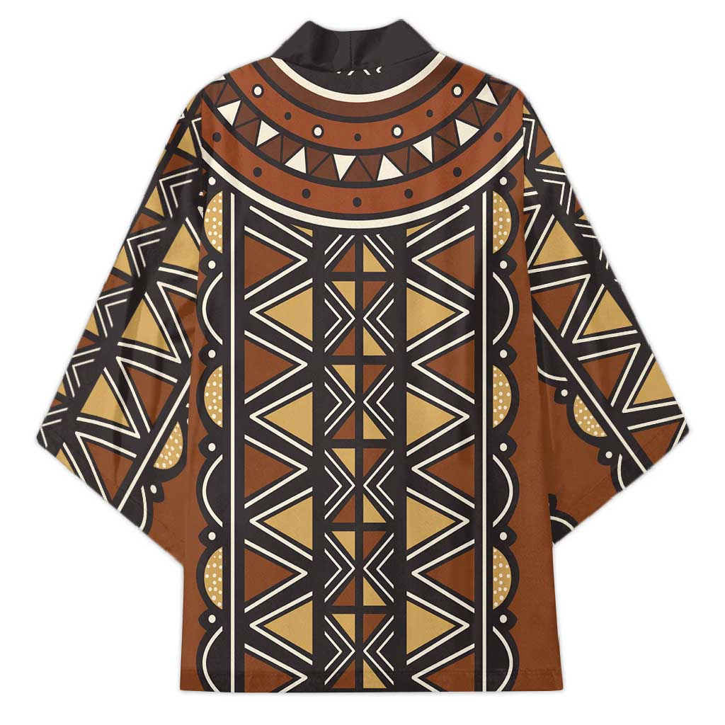 Mali Mud Cloth African Village Kimono Ethnic Geometry Style