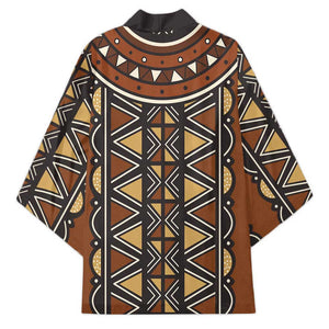 Mali Mud Cloth African Village Kimono Ethnic Geometry Style