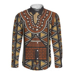 Mali Mud Cloth Village Legacy Long Sleeve Button Shirt African Tribal Pattern - African Pride
