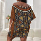 Mali Mud Cloth Village Legacy Off Shoulder Short Dress African Tribal Pattern - African Pride