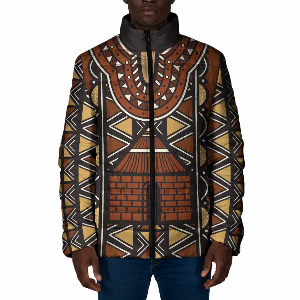Mali Mud Cloth African Village Padded Jacket Ethnic Geometry Style