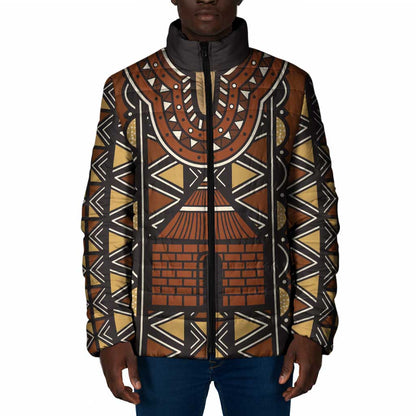 Mali Mud Cloth African Village Padded Jacket Ethnic Geometry Style