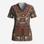 Mali Mud Cloth Village Legacy Scrub Top African Tribal Pattern - African Pride