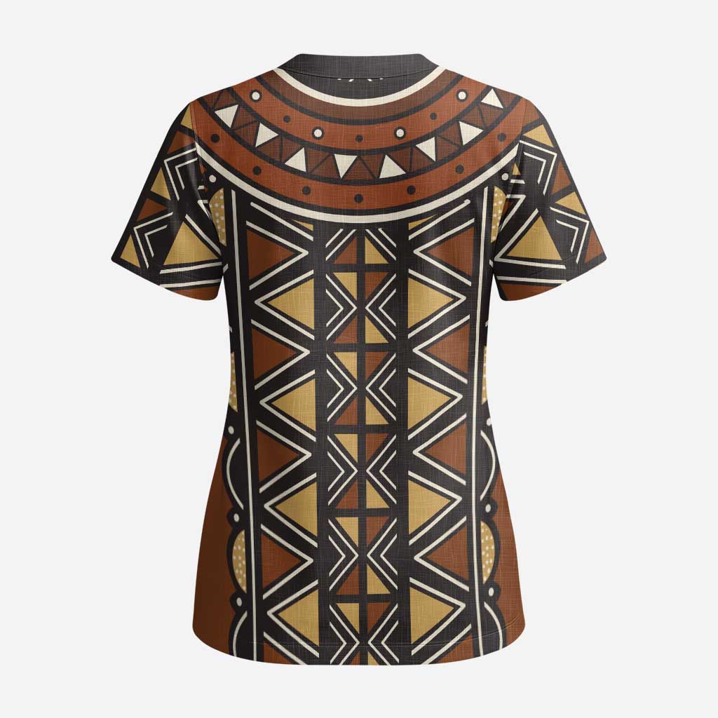 Mali Mud Cloth Village Legacy Scrub Top African Tribal Pattern - African Pride