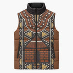 Mali Mud Cloth African Village Sleeveless Puffer Jacket Ethnic Geometry Style