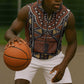 Mali Mud Cloth Village Legacy Sleeveless Zip Hoodie African Tribal Pattern - African Pride