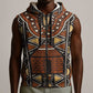 Mali Mud Cloth Village Legacy Sleeveless Zip Hoodie African Tribal Pattern - African Pride