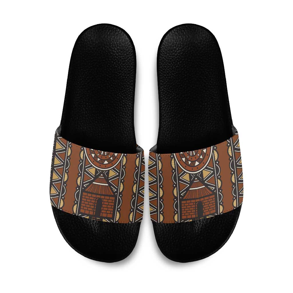 Mali Mud Cloth African Village Slide Sandals Ethnic Geometry Style