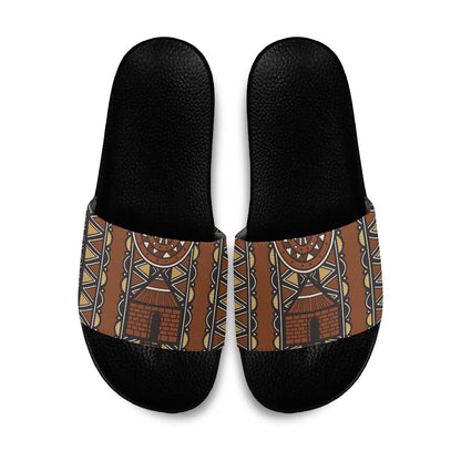Mali Mud Cloth African Village Slide Sandals Ethnic Geometry Style