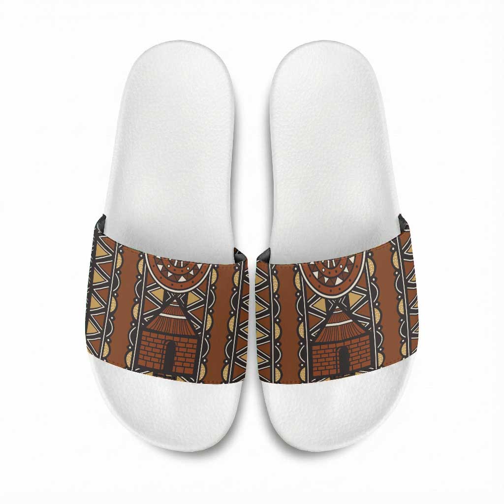 Mali Mud Cloth African Village Slide Sandals Ethnic Geometry Style